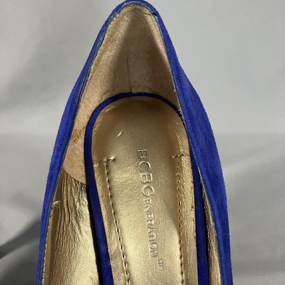 BCBGeneration Shoes Womens Size 7.5 Blue Suede Stiletto Pumps Platform BG-PARADE - Picture 9 of 16
